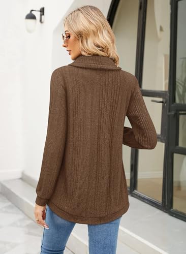 Bulotus Tunic Sweaters for Women 2025 Turtleneck Sweater Pullover Lightweight Warm Tunic Tops for Leggings Loose Fit4