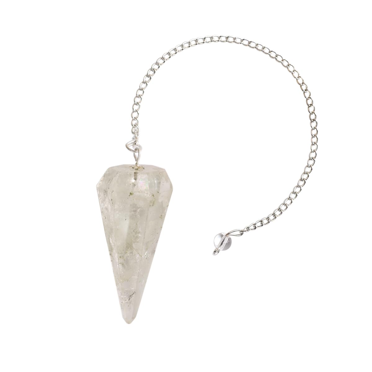 Shubhanjali Clear Quartz Crystal Point Pendulum Dowsing Stone Divination Tool | Crystal Faceted Dowsing Stone Pendulum for Vastu Reiki Healing Crystal Therapy