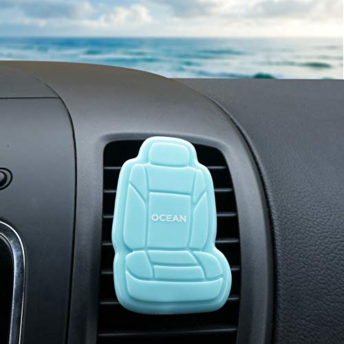 Image of FH Group Ocean 3D Scented Light Blue Air Freshener 1-Pack Clip-On Non-Toxic, Plastic Alcohol-Free Fragrance Oil Car Seat Shape Long Lasting for Cars, SUVs, Closets, Small Spaces, etc. Light Blue