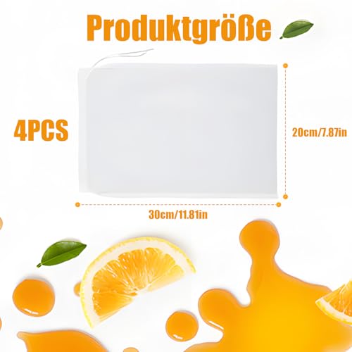 Diffaxy 4 Nussmilchbeutel 30 × 20 cm Nylon Feinmaschiges Passiertuch Feinmaschiges Filter mit Kordelzug Filterbeutel für hausgemachten Käse, Obstsaft und Gemüsesaft Waschbar und Wiederverwendbar 2