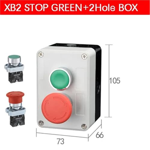 Interruptor de botón metálico XB2 verde con caja de control para arranque y parada industrial 2