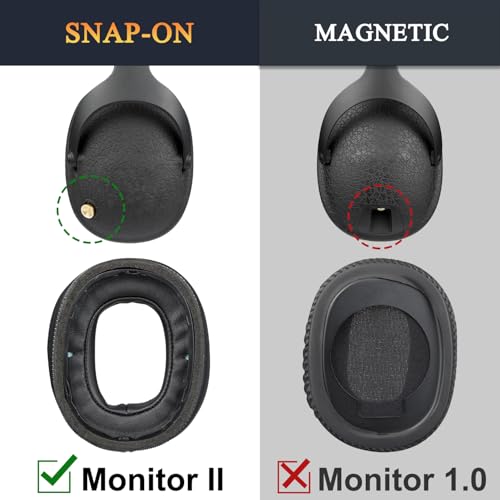Image of SOULWIT Cooling Gel Replacement Ear Pads Cushions for Marshall Monitor2 /MonitorII Over-Ear Headphones (Do Not Fit Monitor), Earpads with Noise Isolation Foam - Black