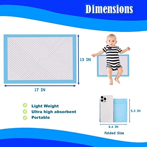 Abesto 100 Pack Baby Disposable Changing Pad Liners, 17 Inches X 13 Inches, Breathable Skin-Friendly, Leakproof Quick Drying, High Absorbent Diaper Changing Pads #TOP1