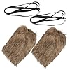 VALICLUD Calentadores de Piernas Vikingos Peludos Unisex 40 CM con Correas Ajustables Cubrebotas de Piel Sintética Marrón para Cosplay Invierno y Disfraces de Vikingos