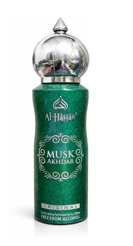 Al-Hassan Musk Akhdar Original Long Lasting Perfumed Spray for Men & Women | Alcohol-Free Musk Fragrance Body Spray | Premium Arabic Perfume | 200ml-image-26