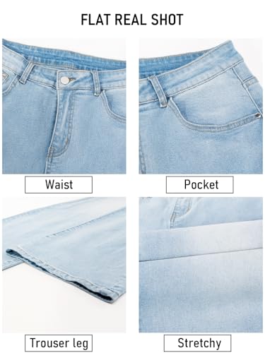 Women's Wide Leg Jeans and Straight Leg Jeans with High Waist, Stretchy Denim Pants （Regular）4