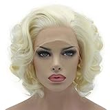 Lushy Wavy Short 10inch Light Blonde White Mix Heavy Density Heat Resistant Synthetic Lace Front Wigs