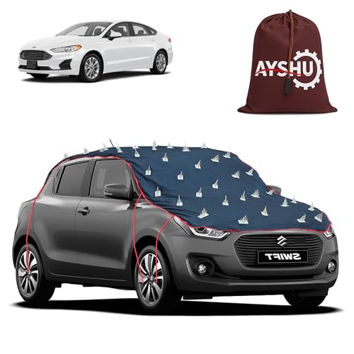 Image of AYSHU Water-Resistant Spike Car Cover for Ford Fusion - Protects from Dogs, Monkeys, Dust, Sunlight & UV - Full Roof Universal Fit