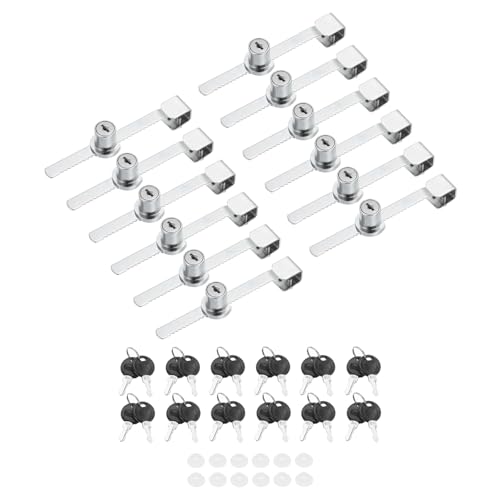 PATIKIL スライドガラスドアラチェットロック 140x11 mm 12個 同じキーのショーケースディスプレイセキュリティロック 24キー付き ショーケースディスプレイケース キャビネット クローゼット用 シルバー