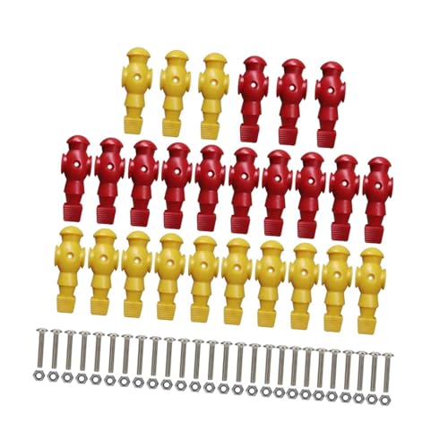 QSTDGVPW 26 Pieces Table Soccer Men Players, Foosball Replacement Players, Football Machine Accessories, Red Yellow