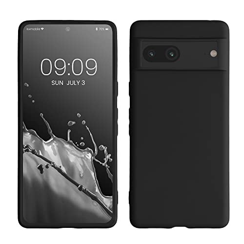 kwmobile Hülle kompatibel mit Google Pixel 7 Hülle - weiches TPU Silikon Case - Cover geeignet für kabelloses Laden - Schwarz matt