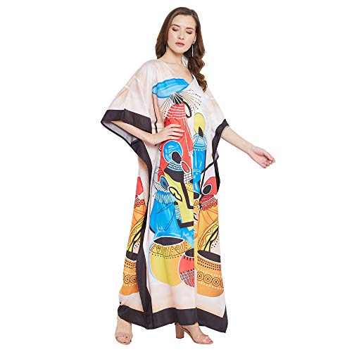 Image of Oussum Plus Size Kaftan Dresses for Women, Polyester Summer Caftan Cover Up Maxi Beach Dress, 1X-3X