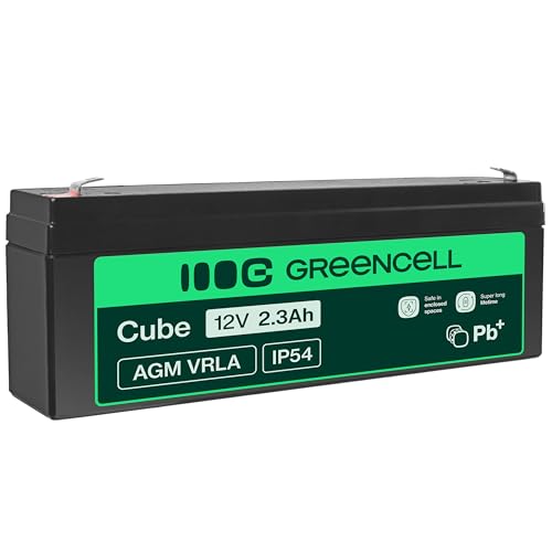 Green Cell Batería AGM VRLA 12V 2.3Ah - Batería sellada sin Mantenimiento para Sistemas de Alarma, UPS y Dispositivos electrónicos - Alta Durabilidad y Rendimiento confiable