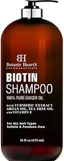 BOTANIC HEARTH Biotin Shampoo with Ginger Oil & Keratin - for Hair Loss and Thinning Hair - Promotes Hair Growth, Sulfate & Paraben Free, for Men and Women - 16 fl oz