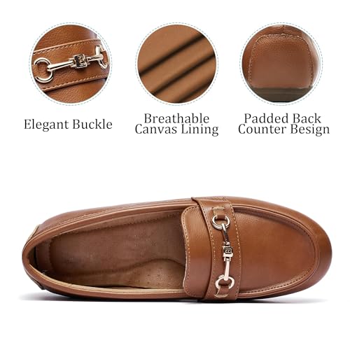 Image of BGSTGUDS Women's Wide Loafers Shoes Cute Dressy Shoes Ladies Comfort Slip Ons Work Shoes