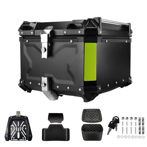 RVIFY Caja de Cola Motocicleta Caja para Casco de Motocicleta, de Aluminio CNC, para la Parte Superior y Trasera, con Cerradura, Compatible con BMW R1200GS. Baúl de Moto(55L Black)