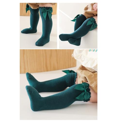 Baby Girl Knee High Socks with Bow Christmas Toddlers Stocking Little Girls Long Sock Ruffled Tube Sock Stocking PWZ012