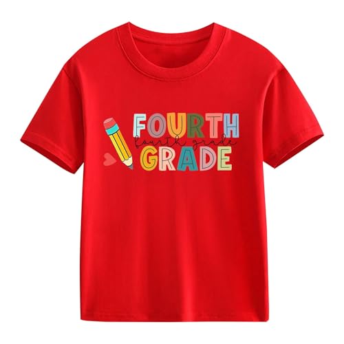 Fourth Grade Shirts for Girls Boys Student Back to School T Shirt Kids First School Day Outfit Short Sleeve Tops2