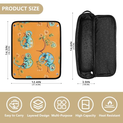 Bolsa de viaje para herramientas de cabello heat resistant mat grande para planchas y rizadores color naranja miniatura 4