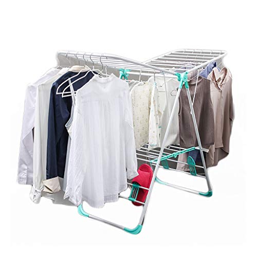 Tragflächen-Wäschetrockner, Haushaltsfreie Installation Mehrzweckboden-Klappbalkon Tragflächen-Wäscheständer Mit Schuhunterstützung Schuhregal, Für Balkon-Kleidung Im Freien Wäschetrockner, Grün Cover