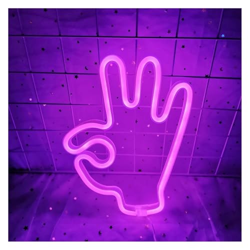 Néon LED déco doigt OK luminaire mural design pour chambre salon et fêtes