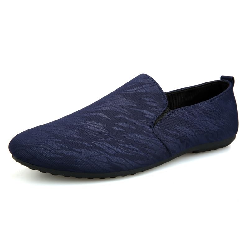 Kanggrei Mocasines for Hombre, Punta Redonda, Piel Vegana, Dos Tonos, tacón Plano, cómodos, for Bodas.(Azul,44.5 EU)