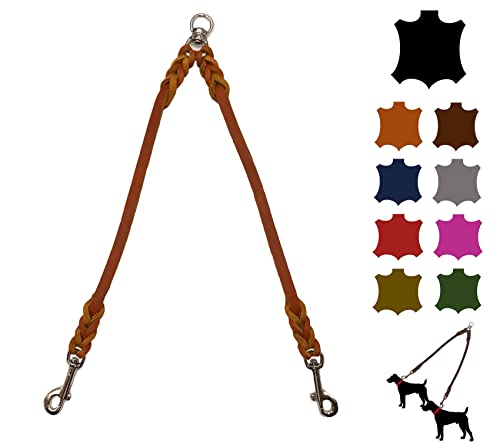 elropet Hundeleine Doppelleine für 2 Hunde / Koppelleine Fettleder / Verbindungsleine kleine Hunde...