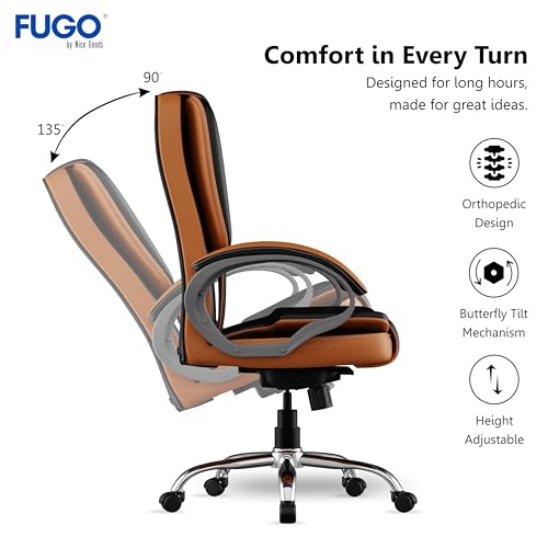 Image of FUGO FG12 Ergonomic Office Chair | Adjustable Height Swivel Chair with 360 Rotation | Comfortable Seating for Home Office & Study | Computer Desk Chair with 3-Year Warranty