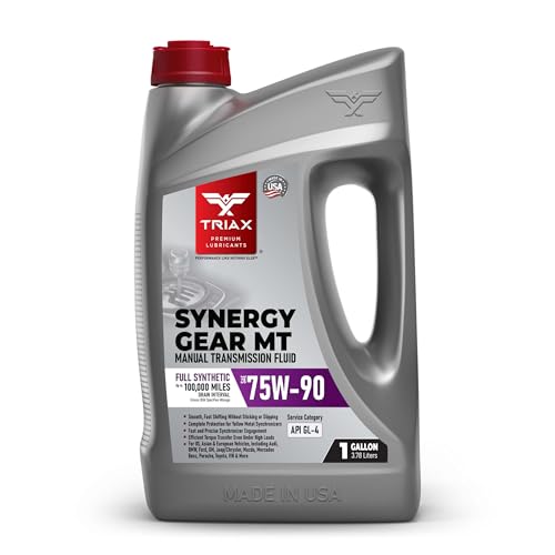 TRIAX Synergy Gear MT 75W-90 GL-4 (MT-90); Full Synthetic Manual Trans Fluid; Smooth Shifting; No Sticking, Slipping, Vibration, or Shudder; Yellow Metal Safe (1 Gallon)
