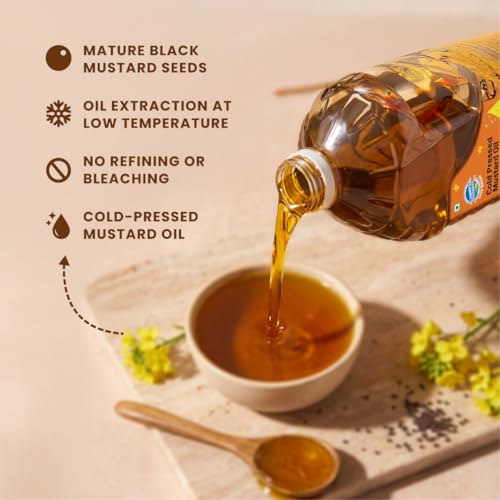 Image of Country Delight Mustard Oil | Non-Refined Cold-Pressed Mustard Oil | Traditional Kohlu Extraction | Rich Aroma & Authentic Taste | 1.8L