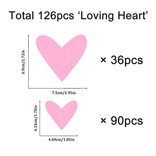 126 Pcs Loving Heart Wall Decals For Girls Bedroom Kids Room Decor Toddler Girls Room Wall Decor Boho Pink Heart Wall Stickers Nursery Decor For Girls Kids Wall Decals #TOP4