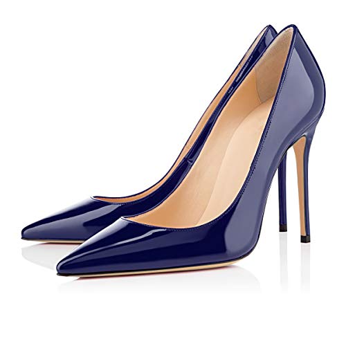 SAMMITOP Women's Pointed Toe Classic Pumps High Heel Patent Dress Shoes2