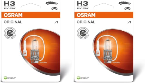 OSRAM H3 Lámpara Faro de Carretera 55W Luz Alta 64151 1BL (Paquete de 2)