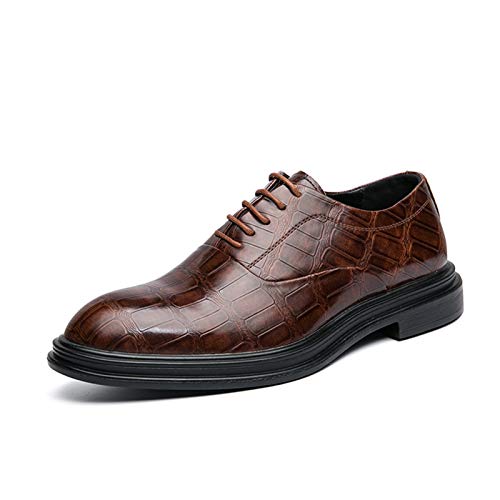 WANHUN Habiller Oxford for Les Hommes Lacets de Crocodile surélevé Rond Imitation Imitation en Cuir Semelle sans Glissement résistante Anti-GLIP (Color : Brown, Size : 40 EU) Cover