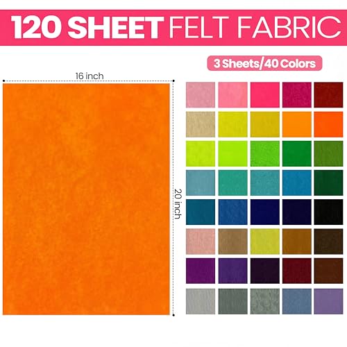Image of Reginary 120 Pcs 16 x 20 Inch Felt Sheets Bulk for Craft 60 Assorted Color