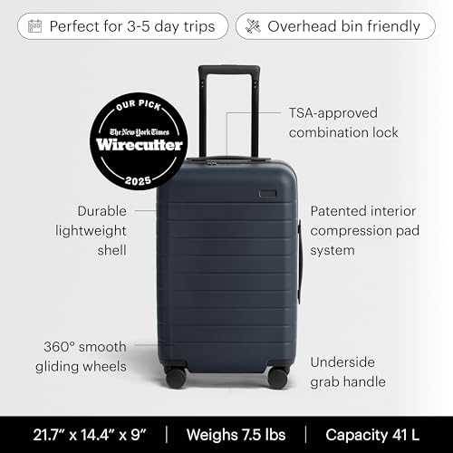 Away Carry-On Luggage - 22-Inch Lightweight Hardside Suitcase with 360° Spinner Wheels, Interior Compression System, TSA-Approved Lock - Navy Blue