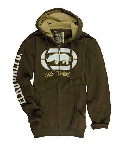 Ecko Unltd. Mens Cross Country Full Zip Hoodie Sweatshirt, Brown, Small