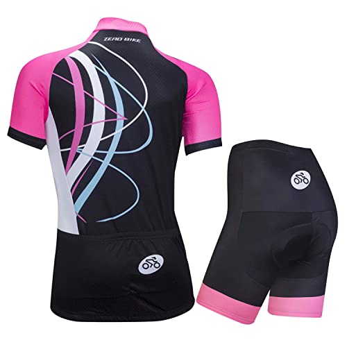 Conjunto de Jersey feminino de manga curta respirável para ciclismo, camisa de ciclismo de secagem r