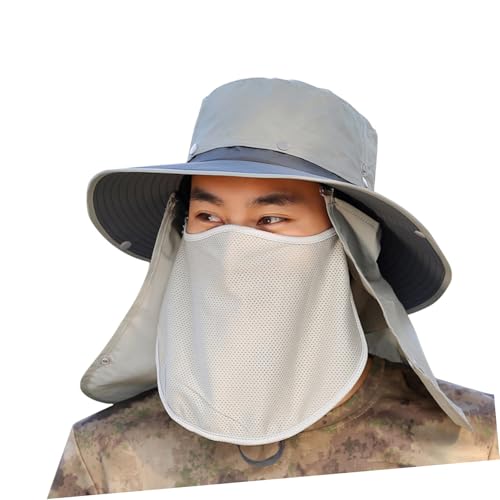 LIFKOME Sombrero de Protección Solar Removible para Pesca y Actividades al Aire Gorro con Visera Ancha y Diseño Transpirable Gris