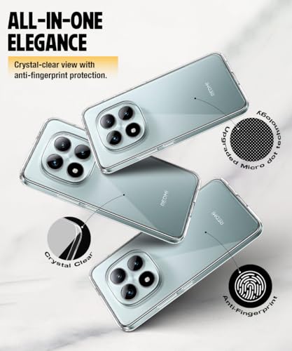 Image of WOW IMAGINE Transparent Back Cover Case for Redmi Note 15 Pro 5G | Raised Bumps for Full Device & Camera Protection Shockproof TPU Silicone Back Case Mobile Cover - Transparent