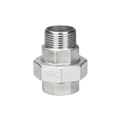 QZLIBEFUD 1個 304 ステンレススチール ユニオンジョイントカップリング 1/4インチ 3/8インチ 1/2インチ 3/4インチ 1インチ 1-1/4インチ 1-1/2インチ 2インチ メスオスねじキャストパイプ継手(F-M、2インチ)