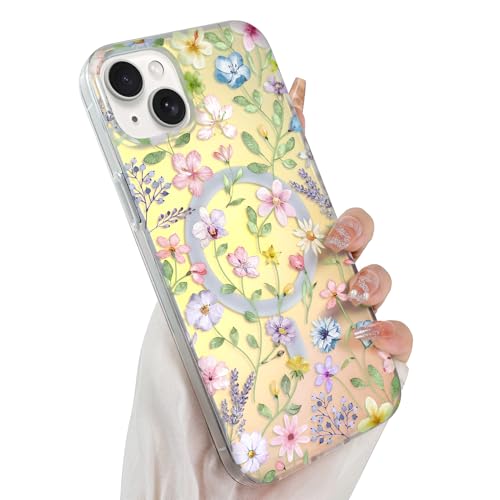 Coque iPhone 15 Plus MagSafe holographique fluorescente rose violette