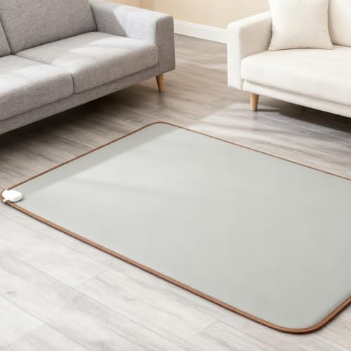 MOFGOE Tapis Chauffant Portable 19 x 39 Pouces, Chauffe-Pieds sous Le Bureau avec réglage de la température à 60 Vitesses, Tapis Chauffant électrique avec minuterie de 12 Heures,C