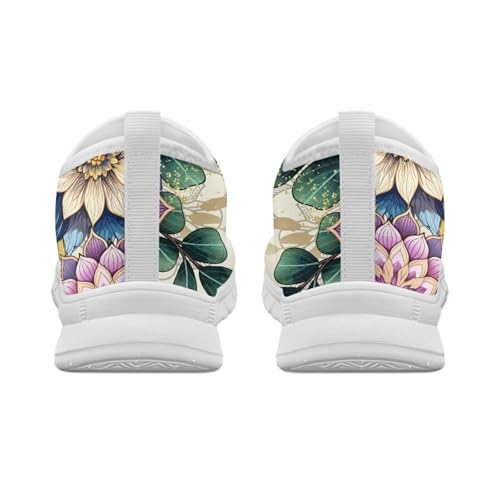 Image of Floral Sneakers for Women Colorful Art Shoes for Women Slip On Casual Work Shoes