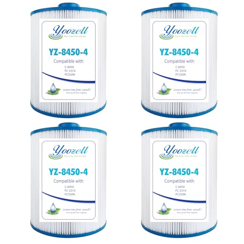 Yoozell C-8450 Spa Filter Cartridge Replaces for Filbur FC-3310, PCS50N, 100593, 3301-2261, Darlly 80501 Maax Spas/Coleman Spas, 50 sq.ft Hot Tub Filter, 4 Pack