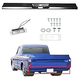 munirater Black Car Rear Bumper Steel Roll Pan with License Plate Light Kit Replacement for 1967-1972 C10 Pickup Fleetside