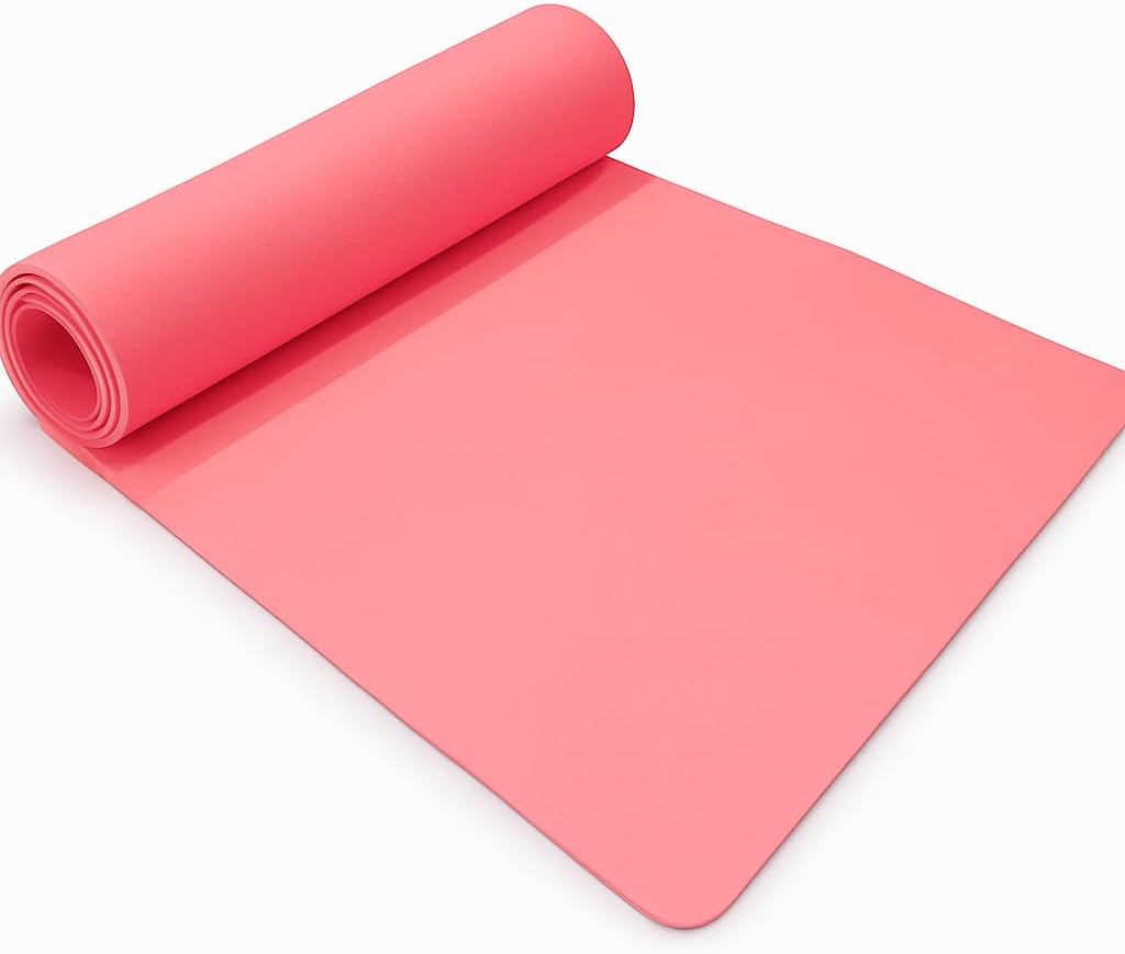 6mm Thick Pink Yoga Mat for Women – Non-Slip, Cushioned Workout Mat for Home & Studio Fitness, Pilates & Yoga – Lightweight & Durable (72×24 Inches)