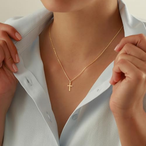 Turandoss Cross Necklace for Women Trendy - Gold Initial Letter Necklaces for Women, Personalized Layered Tiny Cross Necklace Jewelry Gifts, Dainty 14k Gold Plated Necklaces Jewelry Gifts for Her4