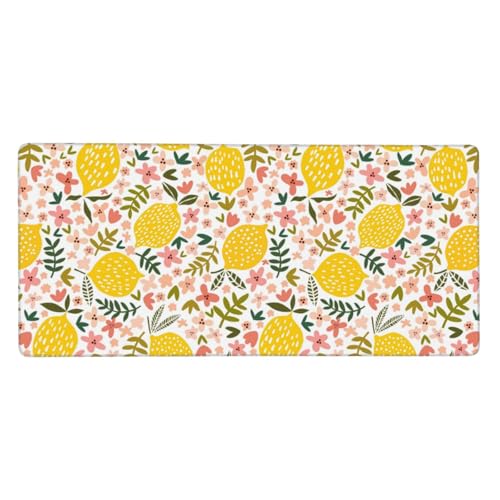 Tapis de souris grand format hibiscus et citron pour embellir et organiser votre bureau 90x40