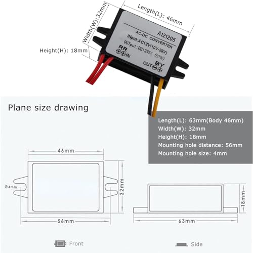 Step Down Converter Power Converter Waterproof Step Down Volt Converter AC 10-28V to DC 12V Buck Converter AC-DC Step Down Power Module(5A)2